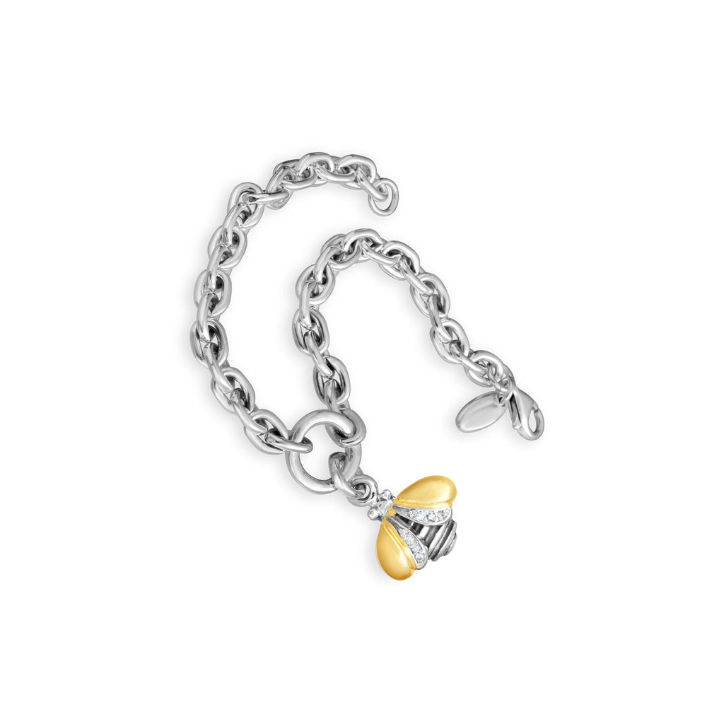 9ct Gold 19cm Bee & Flower Charm Bracelet | Goldmark (AU)