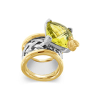 citrine ring gold with gold bee