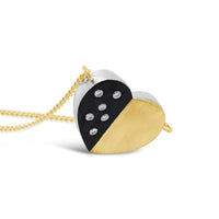 diamond love heart necklace oxidized silver 18k gold thin gold chain