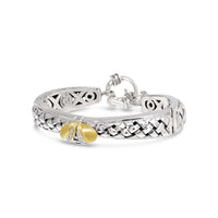 diamond bee hinged bangle gold