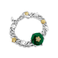 diamond flower bracelet with green onyx