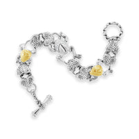silver & gold frog bracelet w/ diamonds