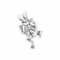 sterling silver frog pendant with diamonds