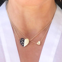 18k gold and diamond heart necklaces on thin gold chains