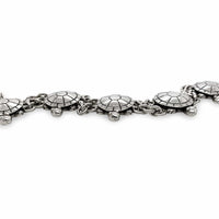flat turtle link bracelet silver