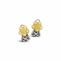 flower earrings gold and silver