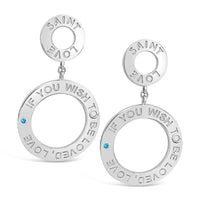 front facing hoop earrings blue topaz