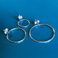 Big Hoop Earrings With Bees | 40mm Silver Myrna Hoop Earrings