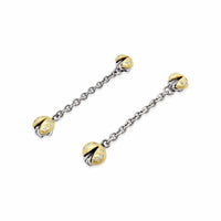 gold and diamond chain drop earrings