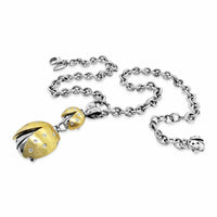 gold and silver ladybug necklace with diamonds