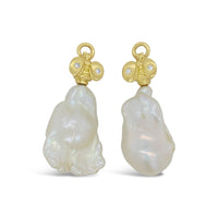 gold baroque pearl drop earrings
