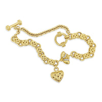 gold bee and heart link bracelet with d iamonds