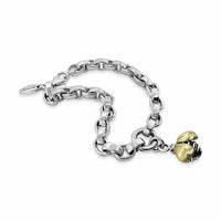 gold bee charm on silver bracelet
