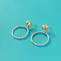 bee hoop earrings with gold bees