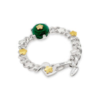 gold blossom bracelet with green onyx