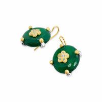 gold earrings with green onyx