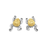 frog earrings sterling silver with gold