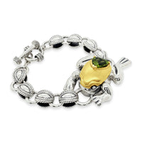 gold frog bracelet with silver chain