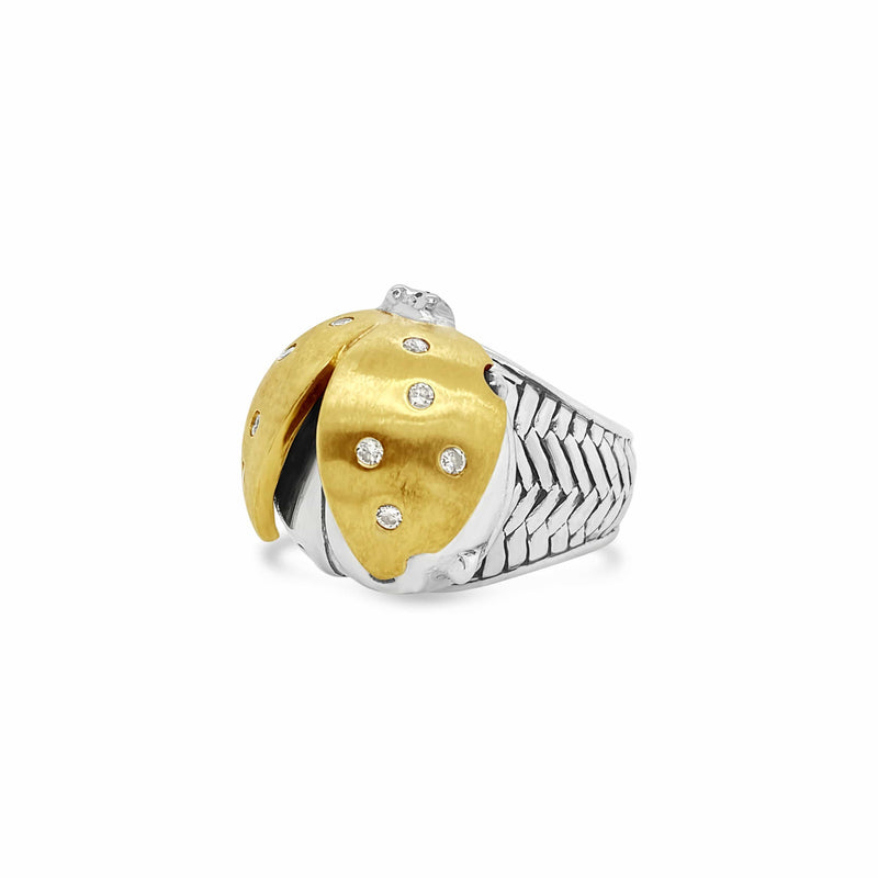 Gold And Diamond Ladybug Drop Earrings - Saint By Sarah Jane