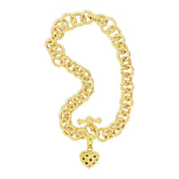 gold necklace with gold heart pendant