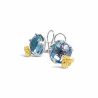 gold silver blue topaz earrings