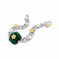 green onyx bracelet with gold blossoms
