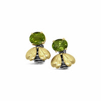 green stone earrings with bees
