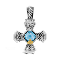 large blue topaz cross pendant