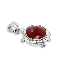 large carnelian pendant with silver turtle