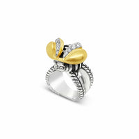 large diamond bee ring silver gold