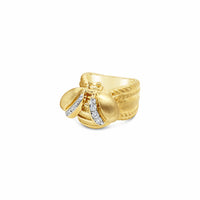large gold diamond bee ring