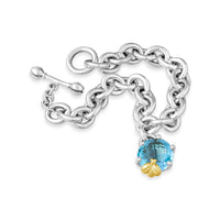 london blue topaz bracelet with gold bee