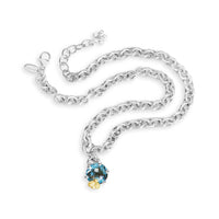 london blue topaz necklace with gold bee