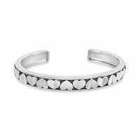 repeating heart pattern narrow cuff bracelet sterling silver