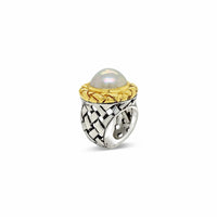 mabe pearl rings with gold bezel