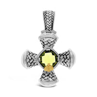 citrine cross pendant with gold bee