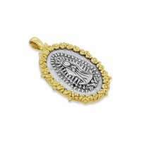 Our Lady Of Guadalupe Silver Medal With Diamonds And Gold Bezel