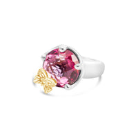 pink topaz ring with gold butterfly