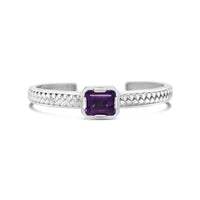 sterling silver emerald cut amethyst herringbone cuff bracelet