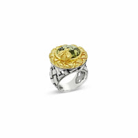 round citrine ring with gold bee
