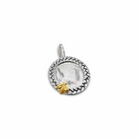 round silver charm for engraving with gold bee