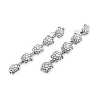 silver linear drop earrings