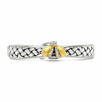 silver and gold woven bangle