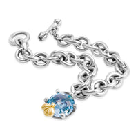 silver bracelet with blue stone