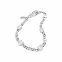 silver bracelet with heart charms