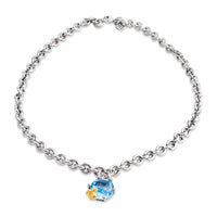 silver chain with blue stone