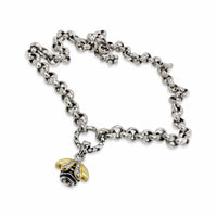 silver chain with diamond bee charm