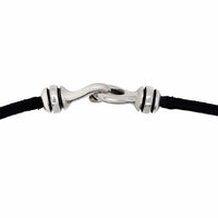 silver clasp necklace black leather cord