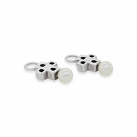 silver cross earring charms with white pearls