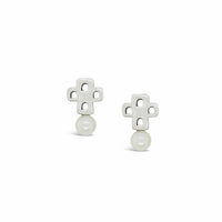 silver cross earrings with pearls